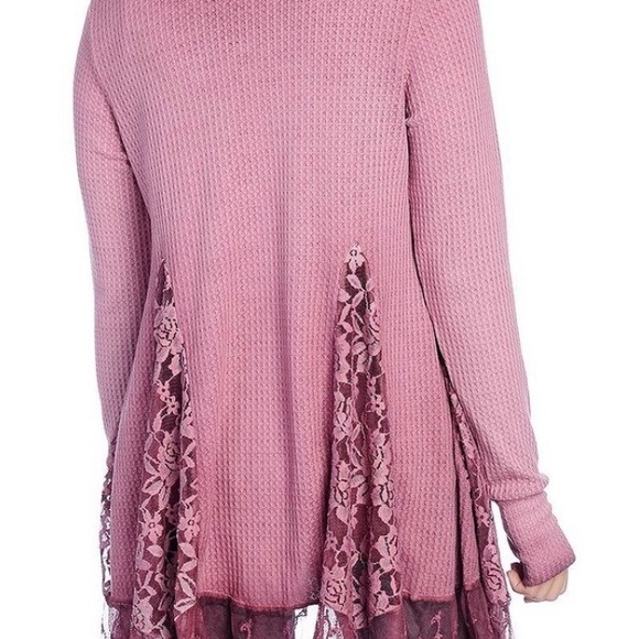 Indigo Thread Co. Thermal Knit & Lace Inset Tunic w/ Thumb Holes XL - Picture 6 of 6